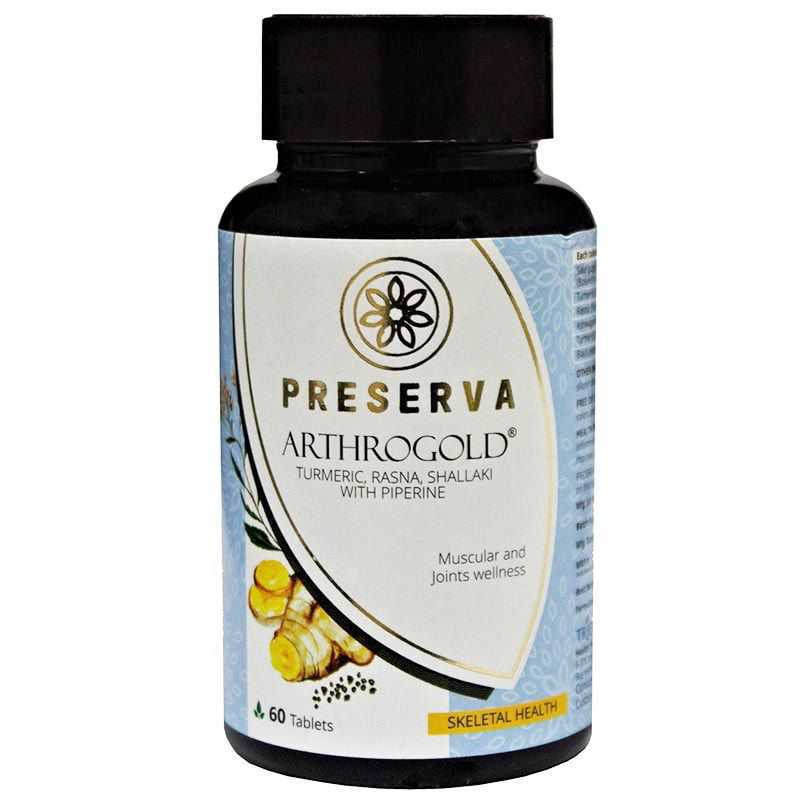 Preserva Wellness Arthrogold Tablets on a white background.