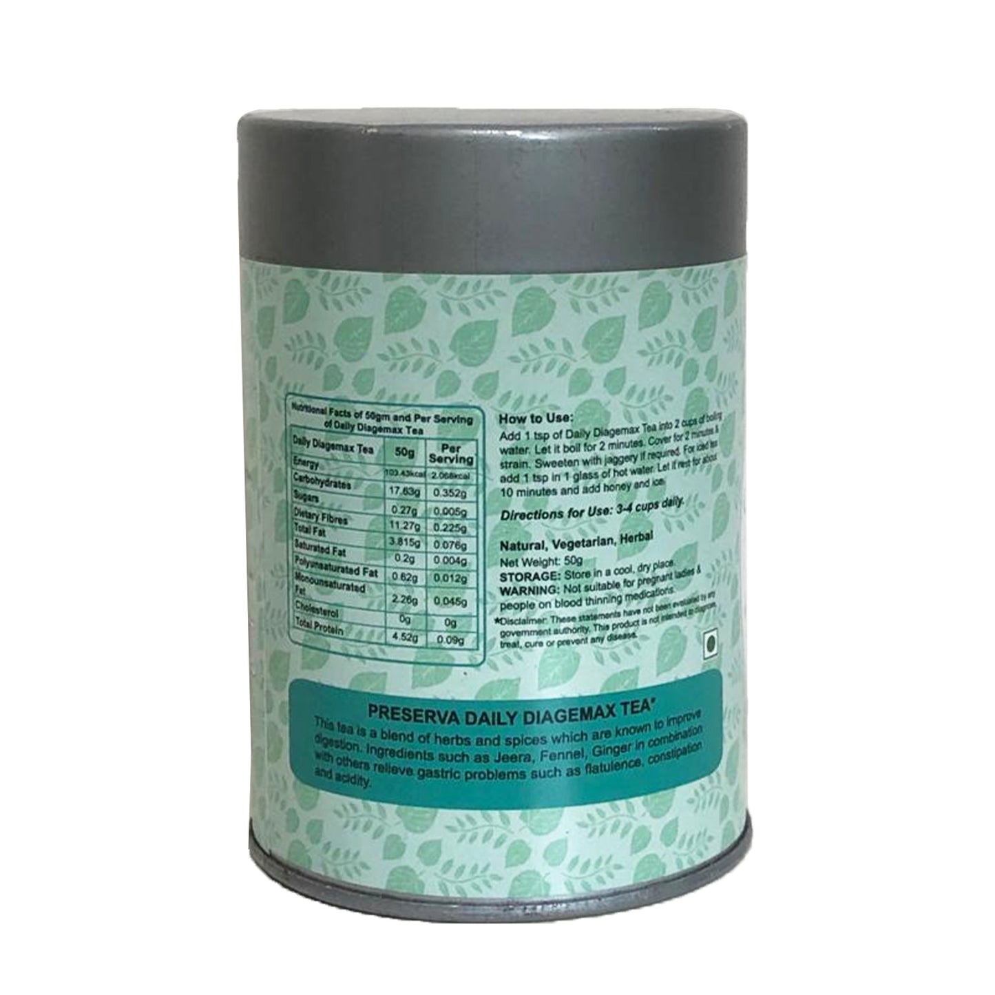 Nutritional Value of Daily Diagemax Tea Box 50 grams.