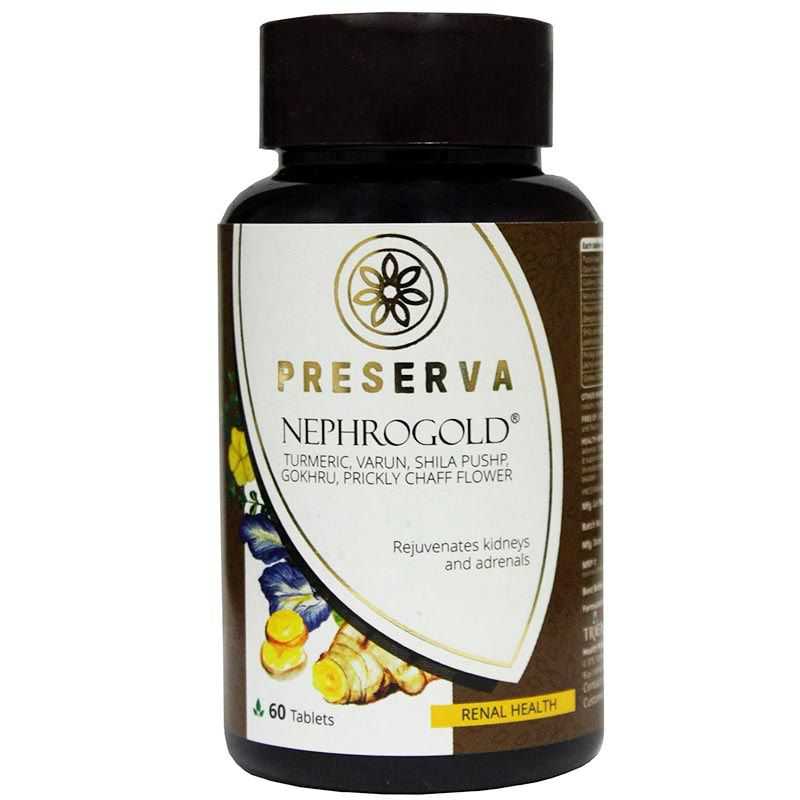 Preserva Wellness Nephrogold Tablets on a white background.