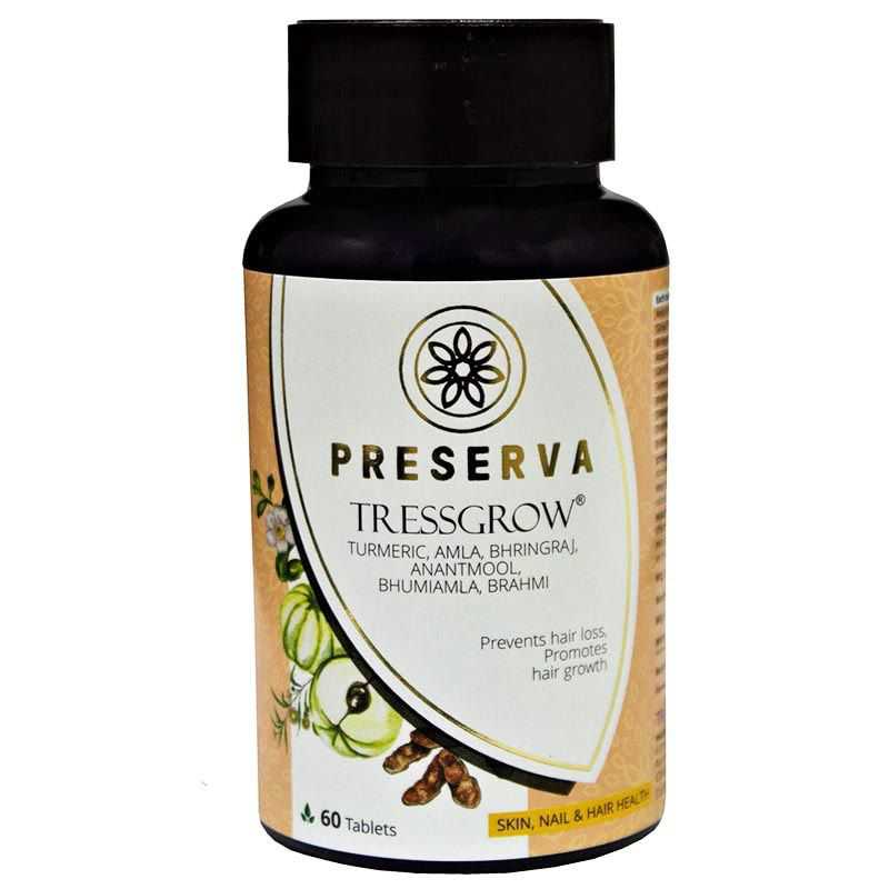 Preserva Wellness Tressgrow Tablets on a white background.