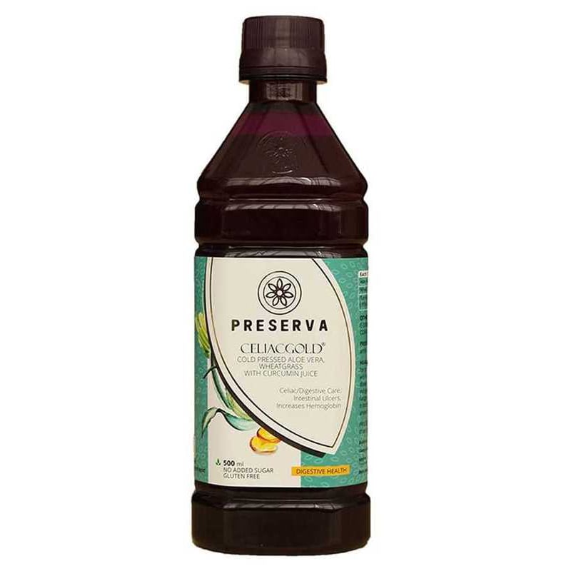 Preserva Wellness Celiacgold Juice on a white background.