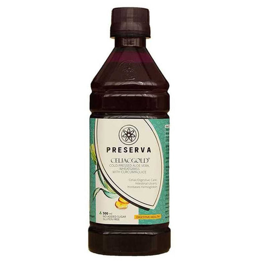 Preserva Wellness Celiacgold Juice on a white background.