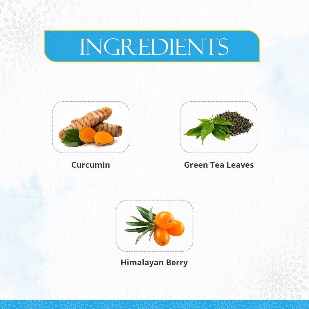  Ingredients of Preserva Wellness Immunoblast Capsules. (Curcumin, Green Tea Leaves & Himalayan Berries)