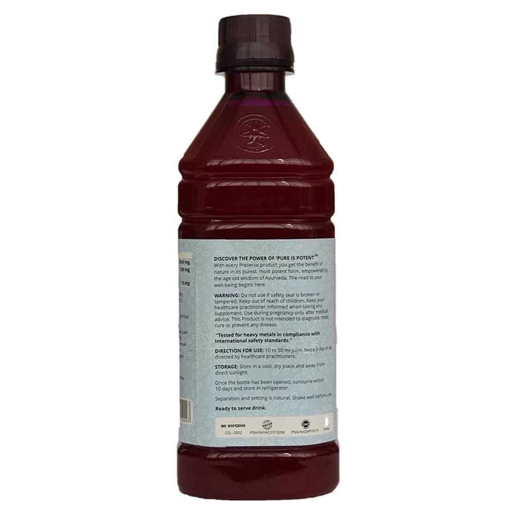 Preserva Wellness Arthroblast Juice Back Lable on a white background.