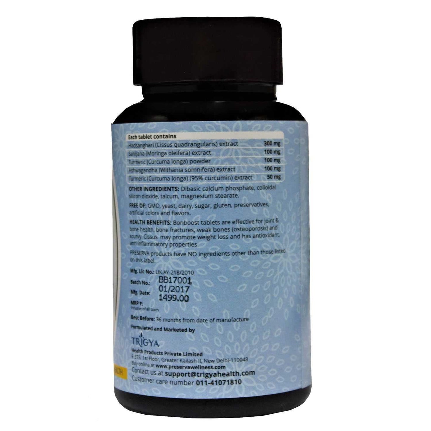 Preserva Wellness Bonboost Tablets product information on a white background.