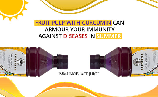 Immunoblast Juice with text written- fruit pulp with curcumin can armour your immunity against diseases in summer