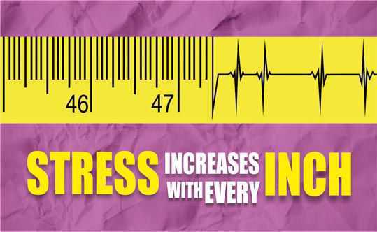 Custom measuring tape with heartbeats in it. Text written- stress increases with every inch