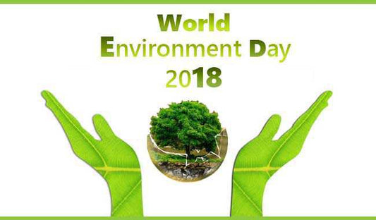 World Environment Day 2018 with tree and hand leaf hands