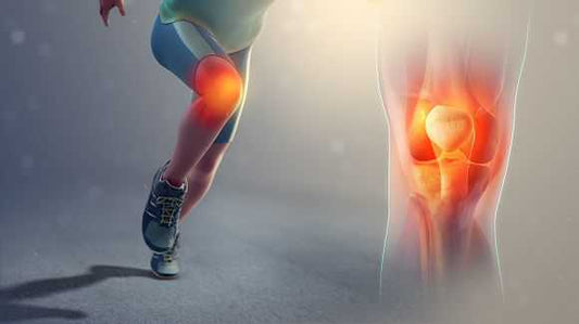 A person jogging and having knee joint pain and its vector