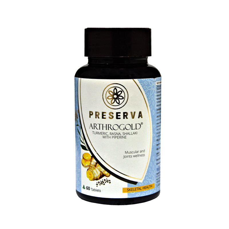 Preserva Wellness Arthrogold Tablets on a white background.