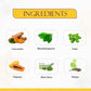 Ingredients of Preserva Wellness Platimore Juice. (Curcumin, Mandukaparni, Tulsi, Papaya, Aloe Vera, and Giloya)