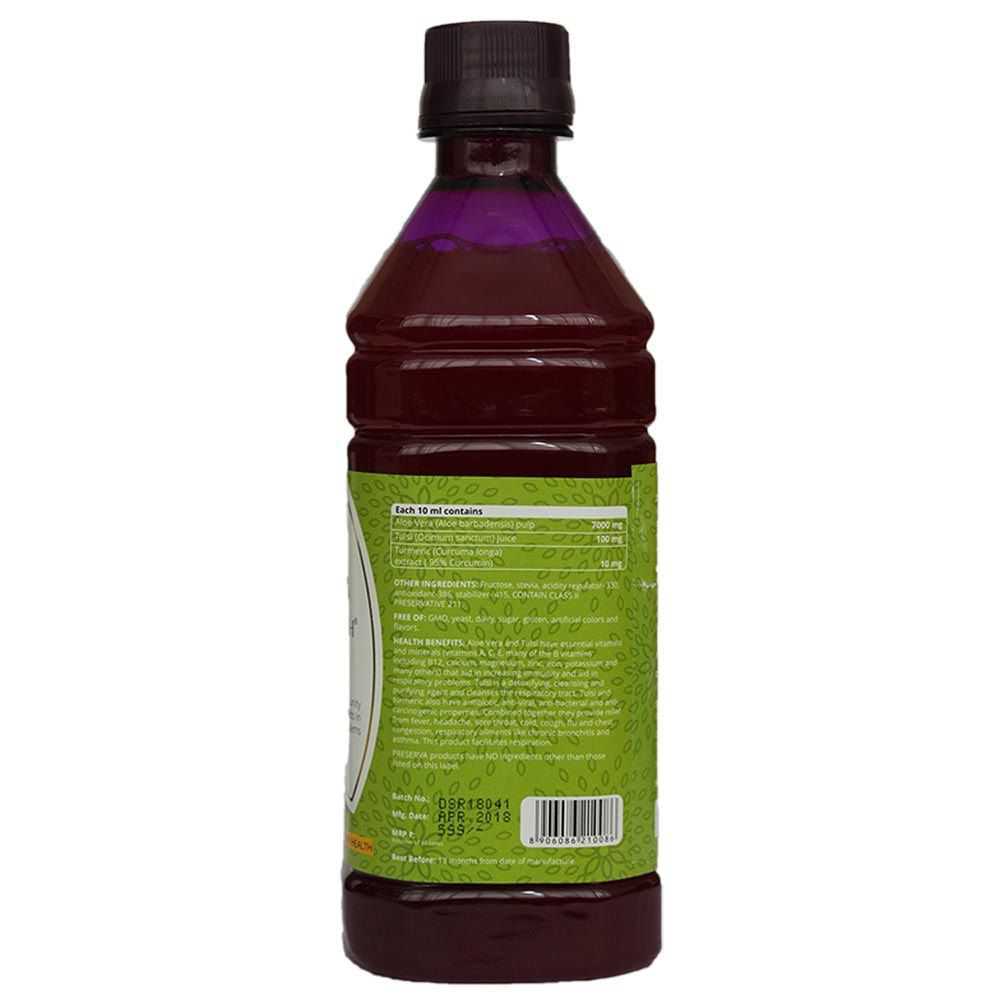 Preserva Wellness Daily Strength Juice Back Lable on a white background.