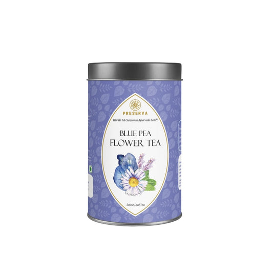 Preserva Wellness Blue Pea Flower Tea 50 grams box on a white background.