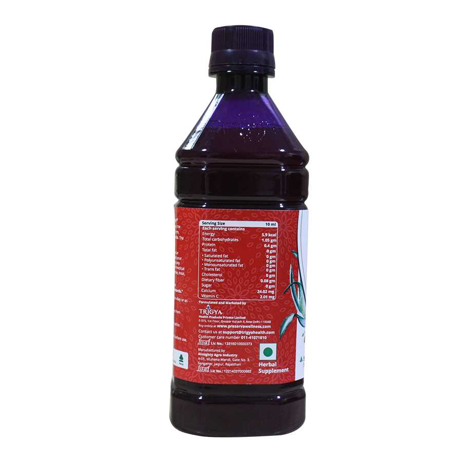 Nutritional Value on the back label of Thyropro Juice.