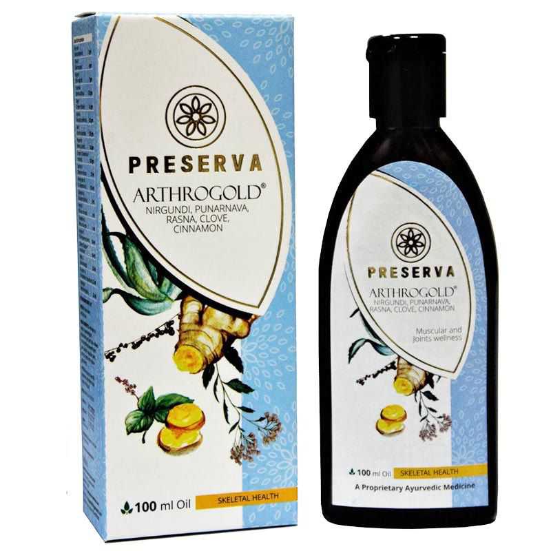 Preserva Wellness Arthrogold Oil and box on a white background.